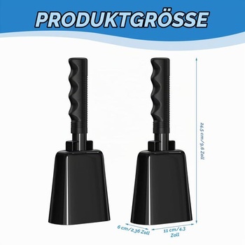2 oceľové kravské zvony, 23cm kravský zvon s rukoväťou, veľký kravský zvon, fandiaci ručný zvonček,