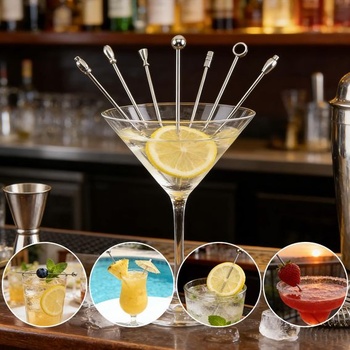 18dílné koktejlové špízy z nerezové oceli, opakovaně použitelné martini špízy v 9 tvarech na