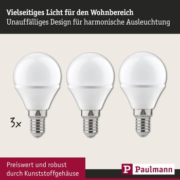 Paulmann 28427 LED žiarovka Drop 3x4W E14 230V teplá biela opálová žiarovka 3 kusy (1 balenie)