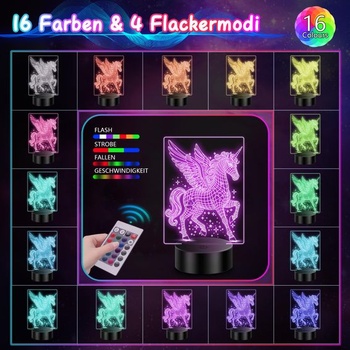 Nočné svetlo s jednorožcom, darčeky pre dievčatá a deti, 3D iluzórna lampa