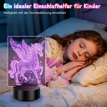 Nočné svetlo s jednorožcom, darčeky pre dievčatá a deti, 3D iluzórna lampa