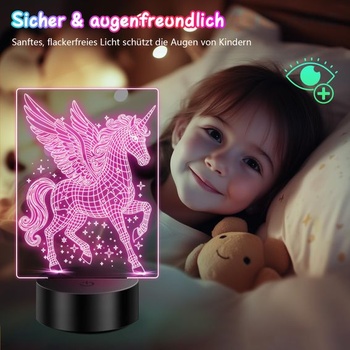 Nočné svetlo s jednorožcom, darčeky pre dievčatá a deti, 3D iluzórna lampa