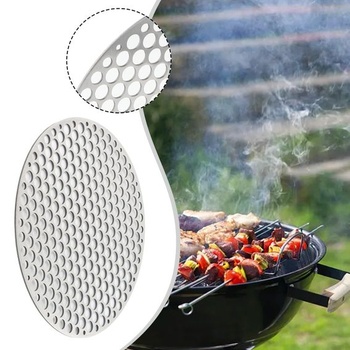 Grilovací síťovina BBQ, kulatá grilovací síťovina z nerezové oceli, grilovací podložka BBQ,