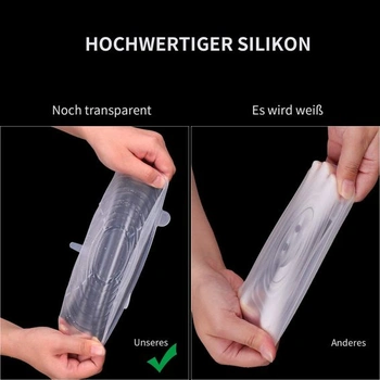 Pružná silikonová víčka, balení po 12 kusech. Silikonová víčka, průtažná a opakovaně použitelná v