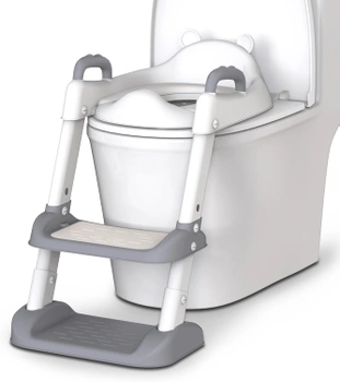 Dětské WC sedátko HBTower se schody šedé