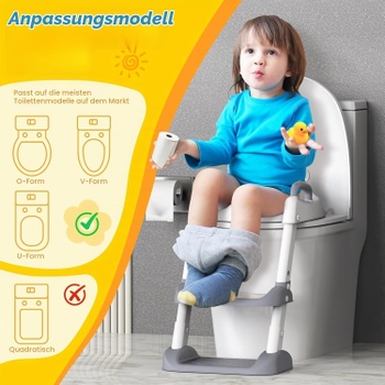Dětské WC sedátko HBTower se schody šedé