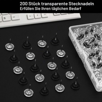 200 kusov priehľadných bielych a čiernych pripináčikov, 17 mm dlhé, ploché pripináčiky, ozdobné