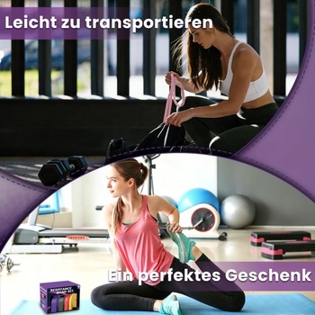 Fitness gumy – sada 4stupňových odporových gum s kotvou do dveří, odporové gumy na shyby, silový