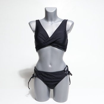 Dámske bikiny CUPSHE s predným krížovým šnurovaním, dvojdielne plavky, čisto čierne, S