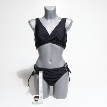 Dámske bikiny CUPSHE s predným krížovým šnurovaním, dvojdielne plavky, čisto čierne, S
