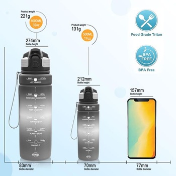 Športová fľaša na vodu 500ml, 700ml, 1l, 1,5l detská fľaša na vodu, nepriepustná, bez BPA,