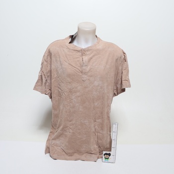 Pánske tričko HMIYA, 100% bavlna, vintage henley, s krátkym rukávom, letné, ležérne, pánske,