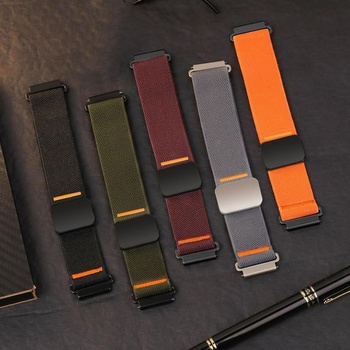 22mm elastický magnetický náramok pre Samsung Galaxy Watch 3 45mm/Gear S3, strečový nylonový