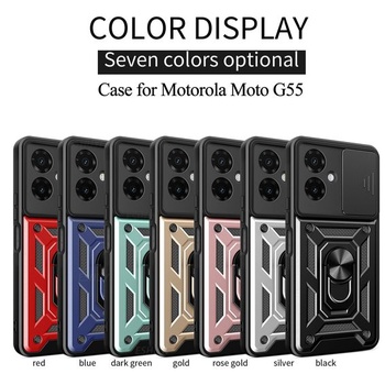 Puzdro pre Motorola Moto G55 s posuvným krytom fotoaparátu [Ochrana fotoaparátu] [Krúžkový