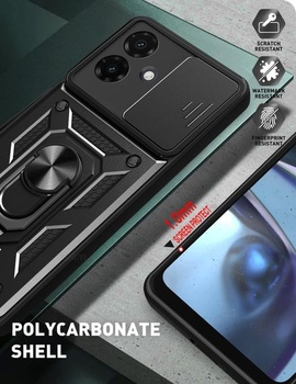 Puzdro pre Motorola Moto G55 s posuvným krytom fotoaparátu [Ochrana fotoaparátu] [Krúžkový