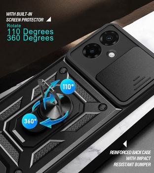 Puzdro pre Motorola Moto G55 s posuvným krytom fotoaparátu [Ochrana fotoaparátu] [Krúžkový