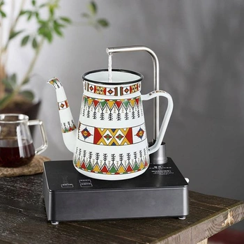 Smaltovaná konvice na kávu o objemu 1,2 l, konvice na mléko, styl barista, pro plynové a indukční