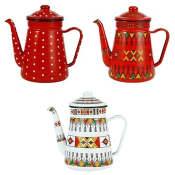Smaltovaná konvice na kávu o objemu 1,2 l, konvice na mléko, styl barista, pro plynové a indukční
