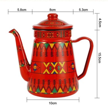 Smaltovaná kanvica na kávu s objemom 1,2 l, kanvica na mlieko, štýl barista, pre plynové a indukčné