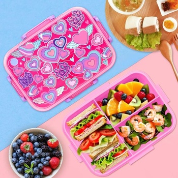 PinkSheep Bento obedové krabičky pre deti 4-8 rokov, 1200ml bez BPA, nepriepustné detské nádoby na