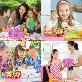 PinkSheep Bento obedové krabičky pre deti 4-8 rokov, 1200ml bez BPA, nepriepustné detské nádoby na