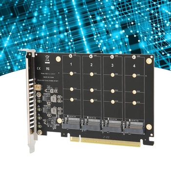 Adaptérová karta SSD na PCIe, 4portový M.2 NVMe SSD na PCIe x16 M Key, rozšiřující karta s 4