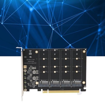 Adaptérová karta SSD na PCIe, 4portový M.2 NVMe SSD na PCIe x16 M Key, rozširujúca karta s 4