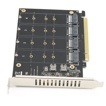 Adaptérová karta SSD na PCIe, 4portový M.2 NVMe SSD na PCIe x16 M Key, rozšiřující karta s 4