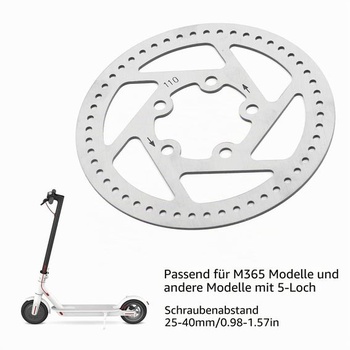 110mm brzdový kotouč, kotoučová brzda pro zadní kolo koloběžky, 5 děr, 110mm brzdový kotouč pro