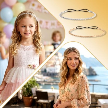 2 trblietavé čelenky pre ženy, zlato-strieborná flitrovaná čelenka, boho čelenka, nastaviteľná čelenka,