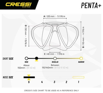 Maska Cressi Penta+ jedna veľkosť, priehľadná/modrá