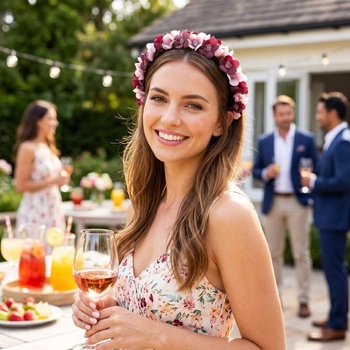 Kvetinová čelenka, dirndl čelenka, tradičný vlasový doplnok, kvetinová čelenka, červená a ružová