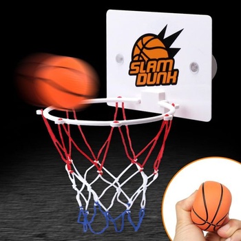 Sada 4 mini basketbalových košov na vnútorné použitie, s prísavkou a vzduchovou pumpou, bez nutnosti