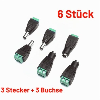 JZK 3 páry napájacích konektorov DC 5,5 mm x 2,1 mm, 12V zástrčka/zásuvka so skrutkovacími svorkami,