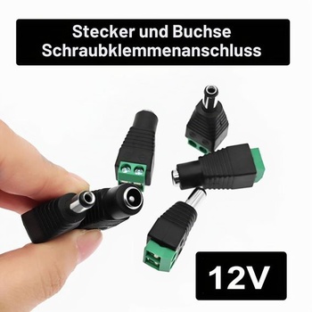 JZK 3 páry napájacích konektorov DC 5,5 mm x 2,1 mm, 12V zástrčka/zásuvka so skrutkovacími svorkami,