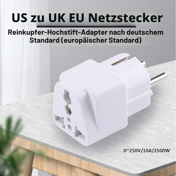 Adaptérová zástrčka US-EU, univerzálny adaptér US-EU pre európsku zásuvku AC 250V 10A, napájanie
