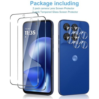 Anoowkoa 2+2 balenie tvrdeného skla pre Motorola Moto G37/Moto G47, tvrdosť 9H, číry ochranný kryt