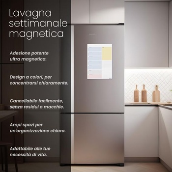 Magnetický týdenní diář do lednice, A4 - Týdenní kalendář v italštině - Plánovač jídelníčku,