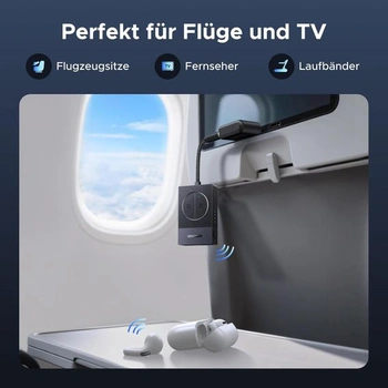 UGREEN Bluetooth adaptér Airplane 5.4 vysílač pro 2 Airpods nebo sluchátka, výdrž baterie 19 hodin,