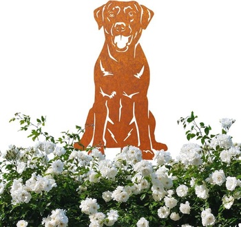 Zahradní kůl pro labradory, rezavá kovová zahradní dekorace, design psa, 30 cm, labradorský retrívr