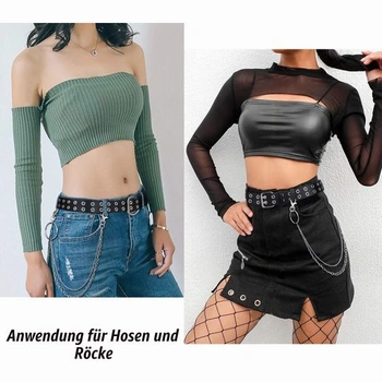 JasGood punkový opasok pre ženy a mužov, opasok s dvojitým otvorom v punkovom štýle, cosplay, hip
