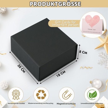 Čierna darčeková krabička 20x18x8cm, darčeková krabička s magnetickým vekom na Valentína, narodeniny,