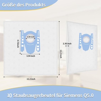 10 sáčkov do vysávača a 2 filtre pre Siemens Q5.0 VSQ5X1230 VSZ3XTRM11 S62