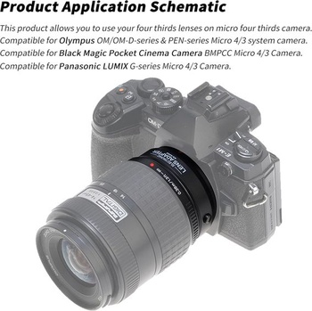 Adaptér Hersmay Pro Autofocus 4/3-M4/3 pre objektív 4/3 43 na M4/3 s bajonetom MFT pre fotoaparáty