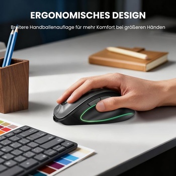 Bezdrátová myš TECKNET Bluetooth, 2.4G+2*BT ergonomická bezdrátová myš, dobíjecí šedá