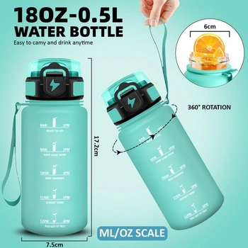 Fľaša na vodu Grsta 500ml, detská fľaša na vodu so slamkou, bezpečným uzamykateľným viečkom,