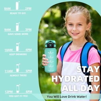Fľaša na vodu Grsta 500ml, detská fľaša na vodu so slamkou, bezpečným uzamykateľným viečkom,
