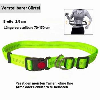 Zelené vodítko pre psa bez použitia rúk, nastaviteľný bedrový pás a dvojité uši, pružné bungee