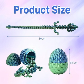 Dračie vajcia s drakom, 30 cm Flexibilný 3D drak s kĺbmi