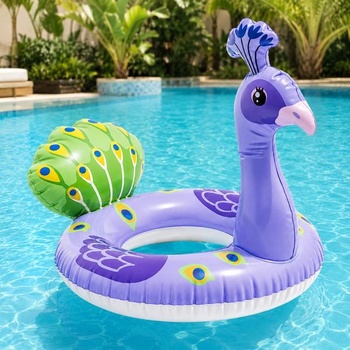 Nafukovací kruh s motivem páva 58 cm do bazénu a na pláž, kompaktní